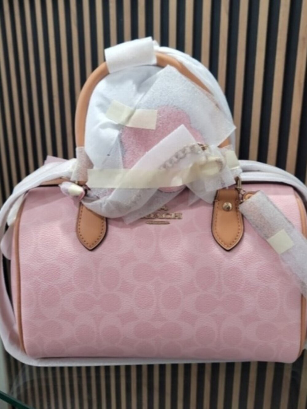 Coach Medium Rowan Satchel In Signature Canvas Powder Pink With Charms - Picture 7 of 11